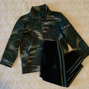 Adidas- green and black toddler sportswear set